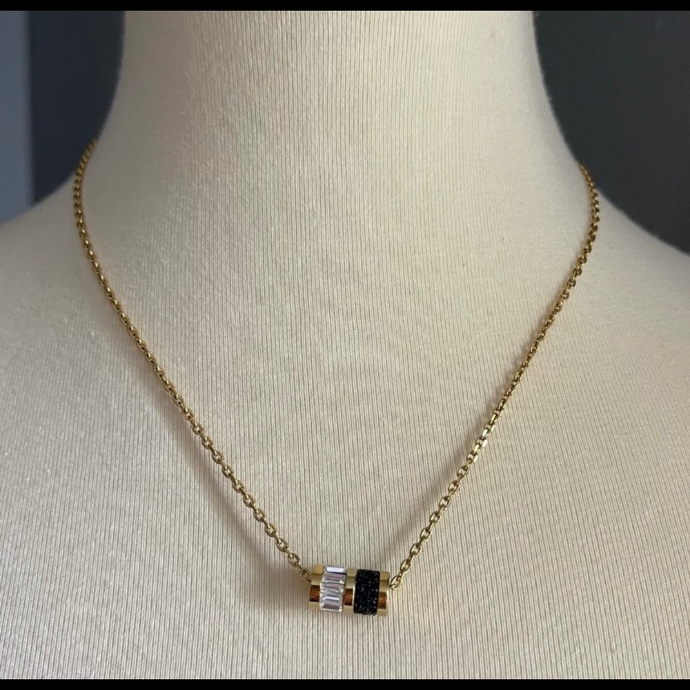 Michael Kors Gold/Black Barrel Pendant Necklace